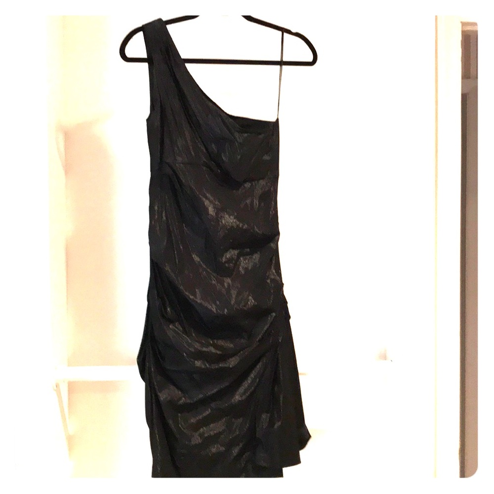 Stretch shimmering black cocktail dress